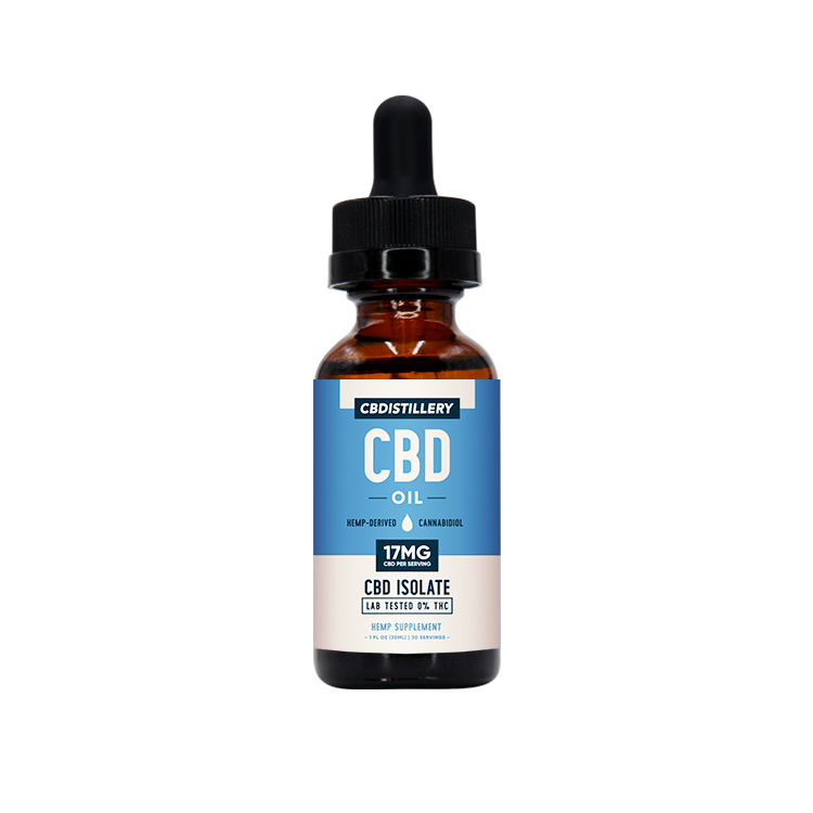 CBDistillery Pure 500mg CBD Oil Isolate THC-Free Tincture For Sale Discount