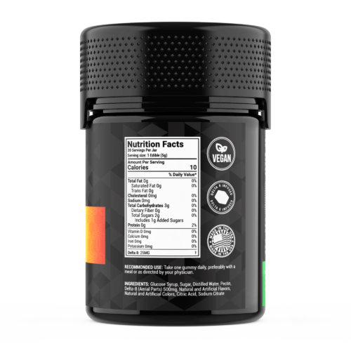 Delta 8 THC Gummies Mixed Flavor Nutritional Facts Ingredients 25mg