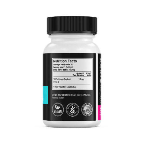 Delta 8 THC Capsules Softgels 300mg Nutritional Facts Ingredients