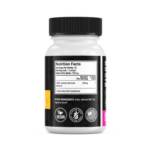 Delta 8 THC Capsules Softgels 750mg Nutritional Facts Ingredients