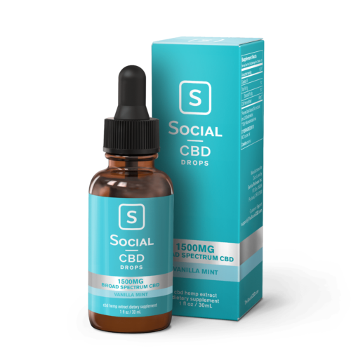 Social Select CBD Vanilla Mint Broad Spectrum Drops 375mg 750mg 1500mg