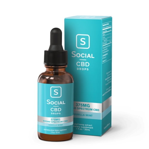 Social Select CBD Vanilla Mint Broad Spectrum Drops 375mg 750mg 1500mg
