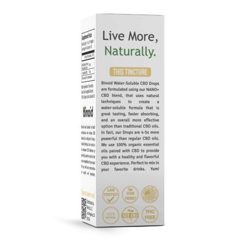 Water-Soluble CBD Oil Drops Vanilla Binoid 500mg Box About